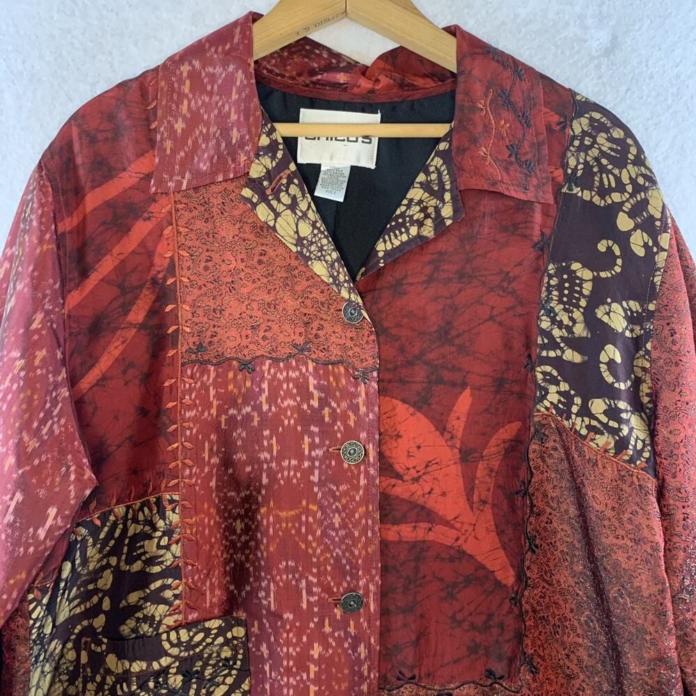 Chicos Womens Patchwork Silk Blend Blazer Jacket … - image 2